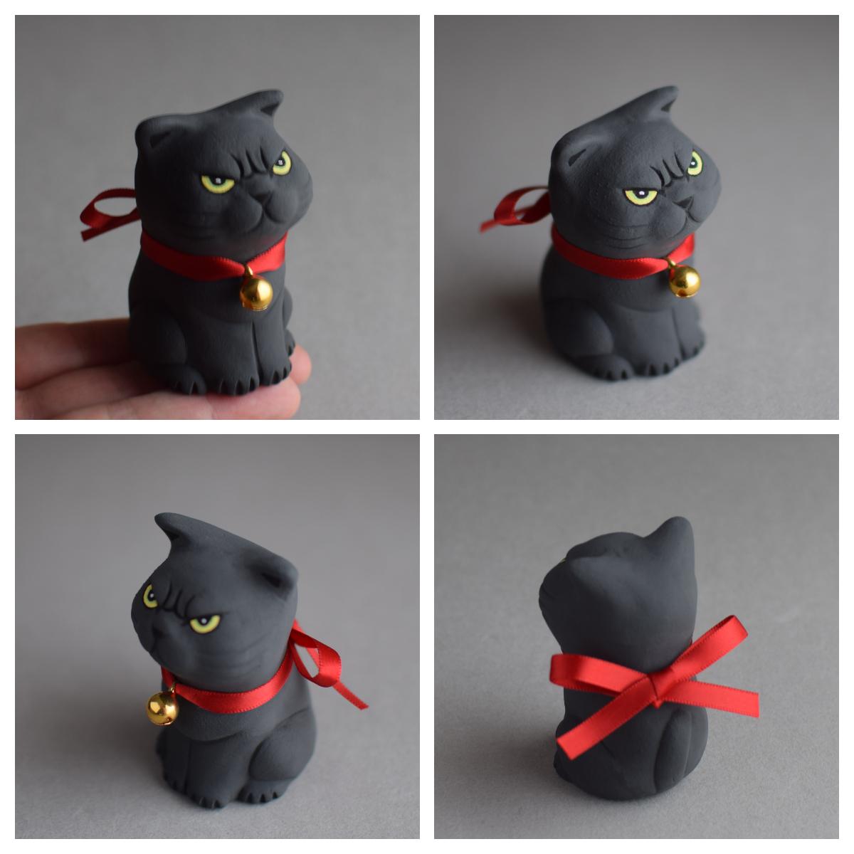 お怒りイカ耳お座り猫(黒猫)【受注制作】 | 4枚目