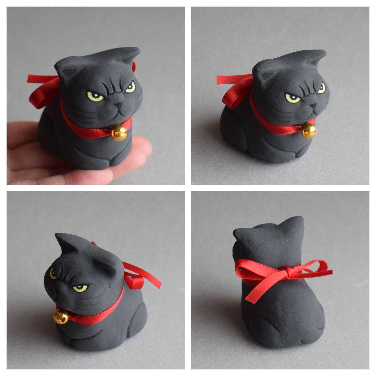 お怒りイカ耳香箱座り猫(黒猫)【受注制作】 | 4枚目